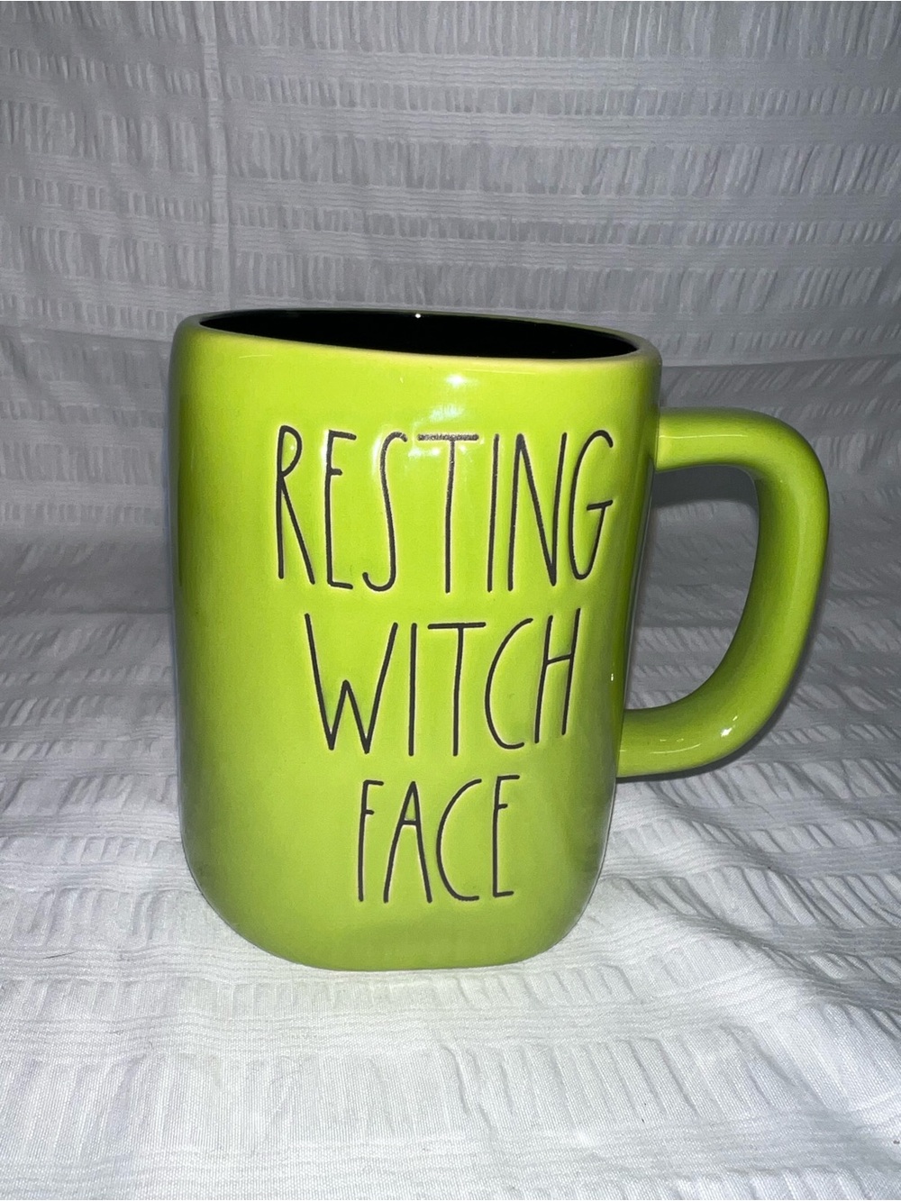 Rae Dunn Lime Green "Resting Witch Face" Ceramic Mug